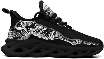 Men's Gothic Skelton Hand Shoes | Punk Rock Breathable Cushion Sports Walking Skull Sneakers Gym Jogging Tennis Shoes