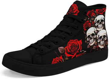 High Tops Skull Shoes for Men Women Classic Lace Up Gothic Fashion Sneaker Street Casual Canvas Sneakers