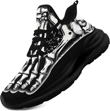 Men's Women's Gothic Running Shoes Skull Punk Cool Sneakers Lightweight Breathable Casual Streetwear Walking Sneakers for Gym