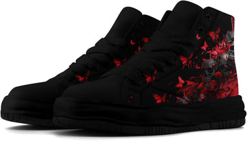 High-Top Canvas Skull Sneakers for Men Women Casual Comfortable Skateboarding Shoes, Gothic Design,Non-Slip Tennis Sneaker