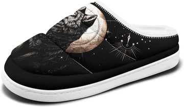 Gothic Animal Print Fuzzy Slippers For Women Men Soft Short-Plush Lining Cozy Winter House Shoes Slip On Warm Indoor Slippers