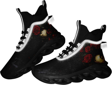 High-Top Gothic Rose Sneakers | Lace Up Cushion Socks Sneakers | Sport Gym Lightweight Tennis Shoes