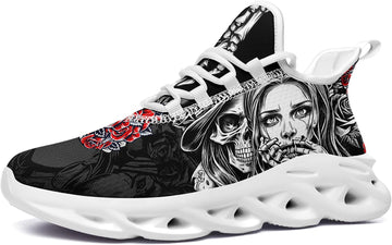 Women's Skull Running Shoes | Skull-Witch & Red Roses Fashion Sneakers