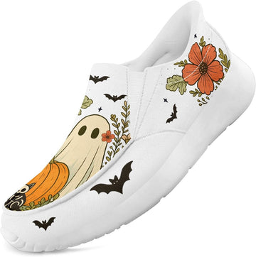 Halloween Slip-On Sneakers for Women Men, Lightweight Gothic Design Casual Wear Walking Canvas Shoes Fashion Streetwear
