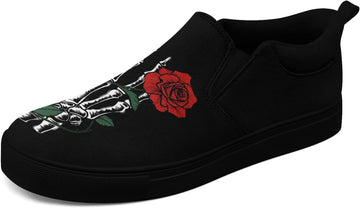 Gothic Low-Top Canvas Shoes for Men & Women | Skull Floral Slip-On Sneakers Lightweight Comfort Streetwear Footwear