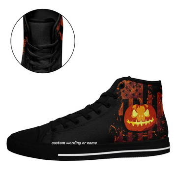 Personalized Halloween Shoes, Canvas Sneakers with customize Colorful graphic for Adult, Children, KWH-7218-23023001