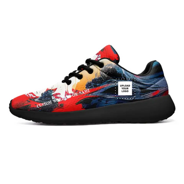 Personalized Samurai Flower Sea Sneakers, Custom Watercolor Skull Shoes, Foot Bone,Shoes,SN-23023002