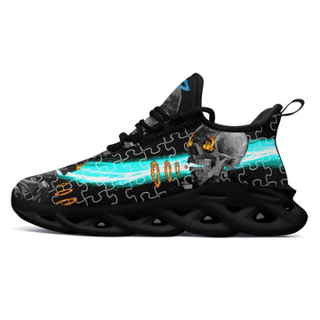 Personalized Neon Blaze Puzzle Skull Flame Sneakers For men And Women | 2016MS-02058