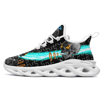 Personalized Neon Blaze Puzzle Skull Flame Sneakers For men And Women | 2016MS-02058