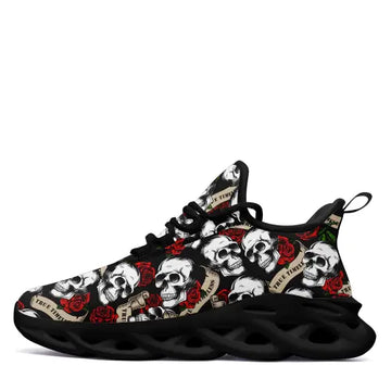 Personalized Skull Rose Sneakers | Custom Gothic Pattern Lightweight Custom Athletic Running Shoes | 2016MS-23023001