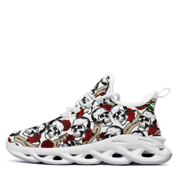 Personalized Skull Rose Sneakers | Custom Gothic Pattern Lightweight Custom Athletic Running Shoes | 2016MS-23023001