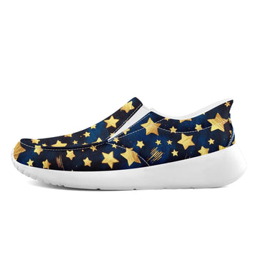 Toponepod Star Print Sneakers | Multiple Variation Skull Floral Design Slip On Shoes for Halloween | Personalized Name Logo