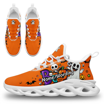 Toponepod Halloween Sneakers | Custom Name Logo Option |  Spooky & Pumpkin Print Graffiti Shoes | FN003-25020153