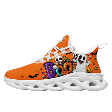 Toponepod Halloween Sneakers | Custom Name Logo Option |  Spooky & Pumpkin Print Graffiti Shoes | FN003-25020153