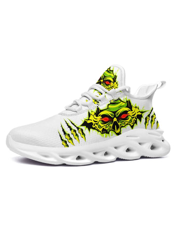 Personalized Gothic Style Sneakers, Custom Skull and Skeleton Fashion Shoes, Breathable Lace Up Shoes FN003-250270103