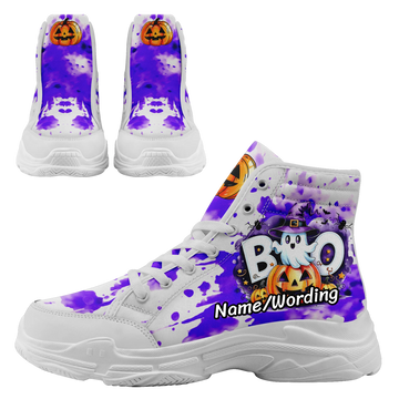Personalized Halloween Design Sneakers, Custom Pumpkin, Bat,Witch Print High Top Shoes FN033-25023129
