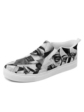Personalized Slip-On Sneakers with Abstract Art Print, Stylish Canvas Shoes FN071-25027102