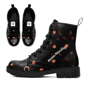 Personalized Sun, Moon & Leaf Design Boots, Custom Nature-Inspired Footwear 058-6-25009026