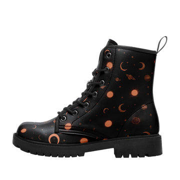 Personalized Sun, Moon & Leaf Design Boots, Custom Nature-Inspired Footwear 058-6-25009026