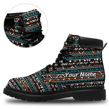 Personalized Bohemian Style Boots, Custom Boho Pattern Lace-Up Boots, Unisex Streetwear Style 1921-25009029