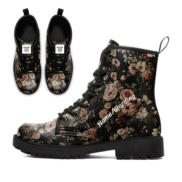 Personalized Romantic Rose Boots, Custom Flower-Themed Boots for Women & Men 058-6-25009034