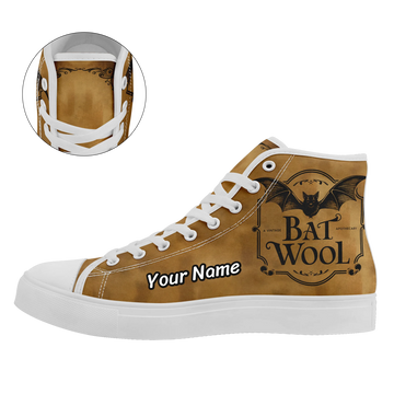 Personalized Halloween Design High Top Sneakers, Custom Canvas Skull and Ghost Print Unisex Shoes FN024-25025113