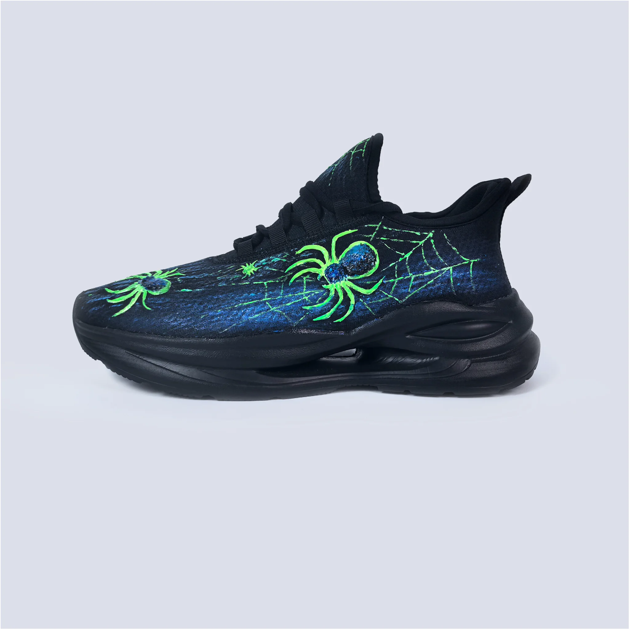 Glow-in-the-Dark Spiderweb Halloween Sneakers | Fluorescent Arachnid A
