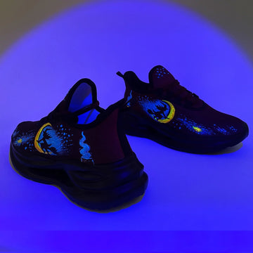 Midnight Witch Glow-in-the-Dark Sneakers - Fluorescent Moon & Stars Athletic Shoes FN079-25021056