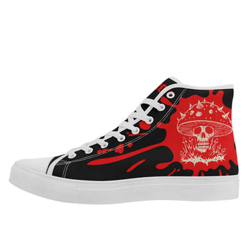 Punk Rock Mushroom Skull High-Top Canvas Sneakers, Gothic Streetwear Graphic Shoes FN024-25028126