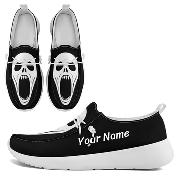 Gothic Screaming Skull Slip-On Loafers, Dark Macabre Ghost Face Casual Shoes FN018-25027126