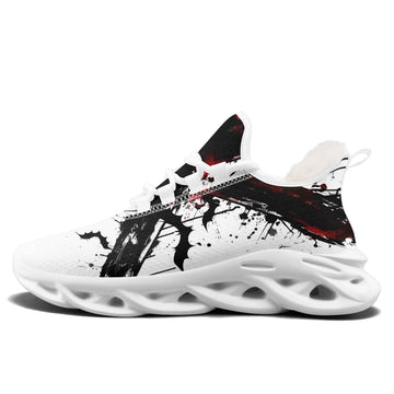 Gothic Bat & Blood Splatter Athletic Sneakers, Street Goth Bat Graffiti Print Shoes FN003A-25020178
