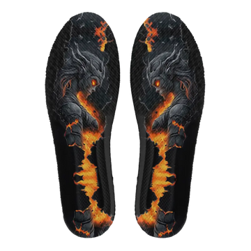 Infernal Demon Knight Graphic Print Shoe Insoles, Dark Fantasy Hellfire Art Inserts XD008-25027144