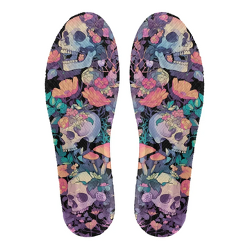 Gothic Skull & Mushroom Floral Shoe Insoles, Dark Botanical Cottagegore Art Inserts XD008-25028149