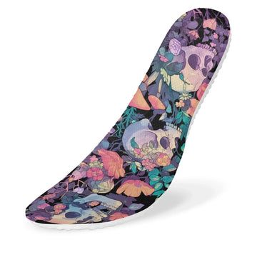 Gothic Skull & Mushroom Floral Shoe Insoles, Dark Botanical Cottagegore Art Inserts XD008-25028149