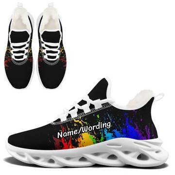 Rainbow Paint Splatter Graffiti Athletic Sneakers, Pride Color Explosion Street Art Shoes FN003A-25009048