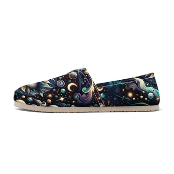 Mystical All-Seeing Eye & Celestial Galaxy Slip-On Shoes, Witchy Goth Style Cosmic Loafers FN053-25025140