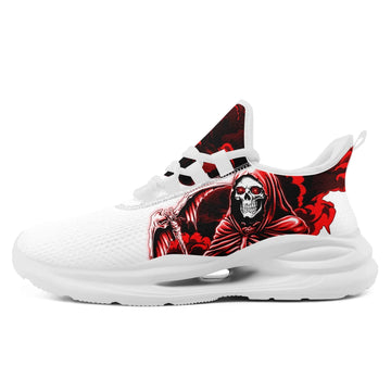 Gothic Grim Reaper & Scythe Athletic Sneakers, Red Eyed Skull Angel of Death Trainers FN079-25018044