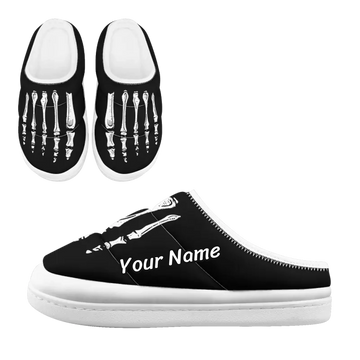 Gothic Skeleton Foot X-Ray Illusion Padded Slippers, Anatomic Bone Graphic Cozy Shoes FN057-25023184