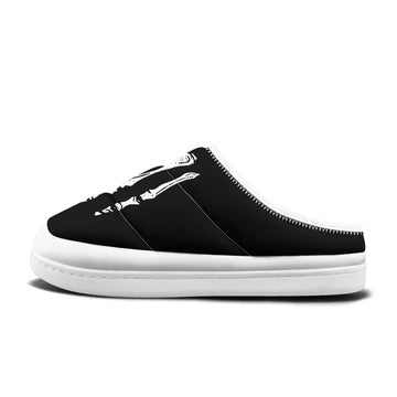 Gothic Skeleton Foot X-Ray Illusion Padded Slippers, Anatomic Bone Graphic Cozy Shoes FN057-25023184