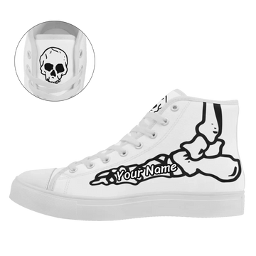 Gothic Skeleton Foot X-Ray High-Top Sneakers, Anatomic Bone Graphic Macabre Canvas Shoes FN024-25023187