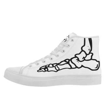Gothic Skeleton Foot X-Ray High-Top Sneakers, Anatomic Bone Graphic Macabre Canvas Shoes FN024-25023187