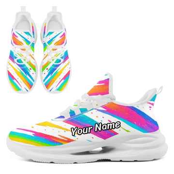 Rainbow Paint Splatter Athletic Sneakers, Vibrant Graffiti Art Pride Color Trainers FN079-25027152