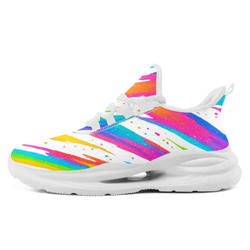 Rainbow Paint Splatter Athletic Sneakers, Vibrant Graffiti Art Pride Color Trainers FN079-25027152