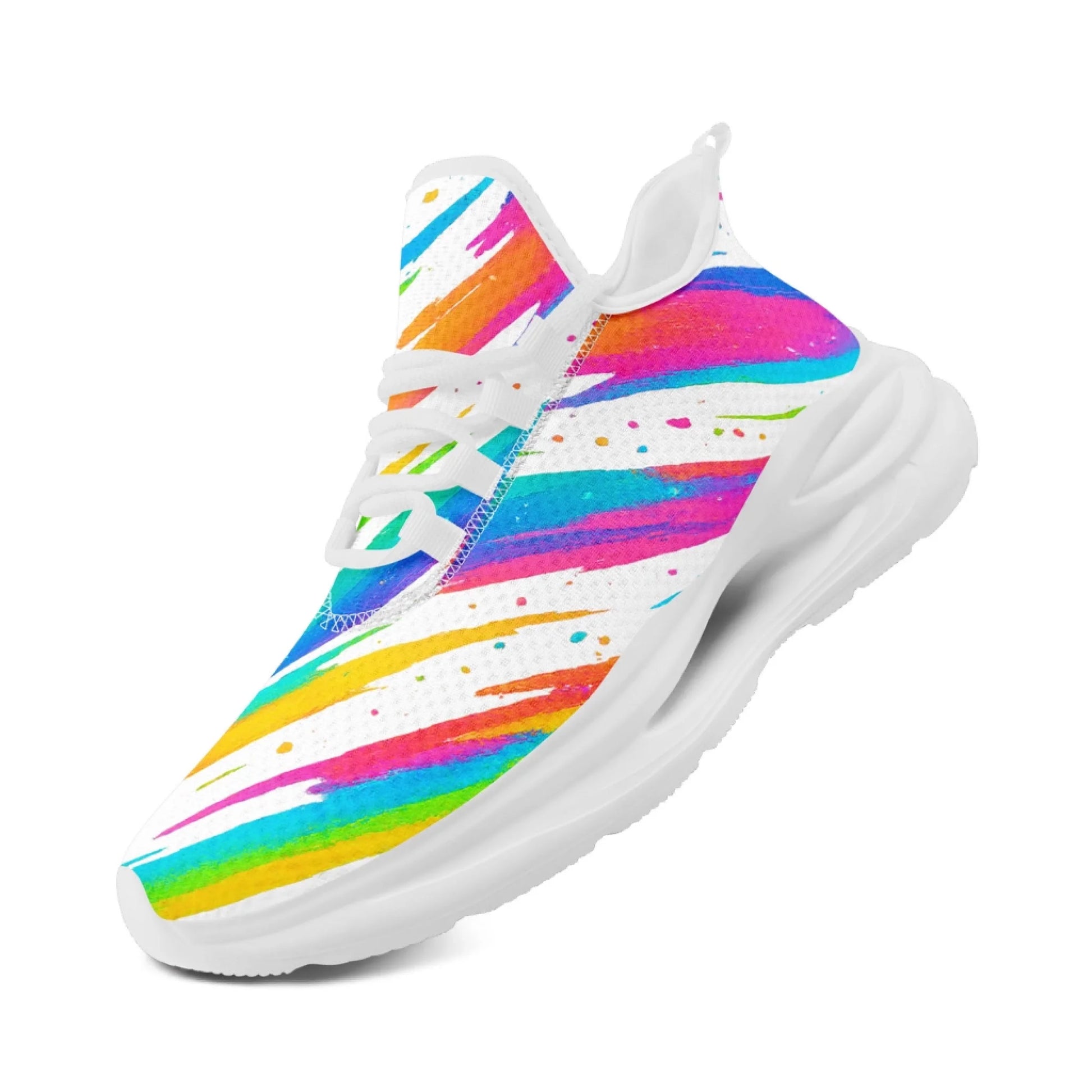 Rainbow Paint Splatter Athletic Sneakers, Vibrant Graffiti Art Pride C Rainbow Paint Splatter Athletic Sneakers, Vibrant Graffiti Art Pride C