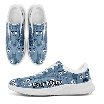 Funky Grumpy Monster Faces Athletic Sneakers, Quirky Cartoon Doodle Casual Shoes FN062-25027153