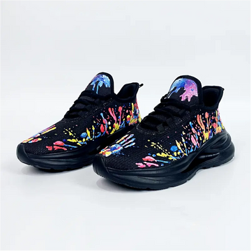 Fluorescent Neon Paint Splatter Rave Sneakers, Glow-in-the-Dark Blacklight Reactive Party Shoes FN079-25021065