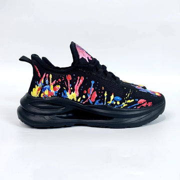 Fluorescent Neon Paint Splatter Rave Sneakers, Glow-in-the-Dark Blacklight Reactive Party Shoes FN079-25021065