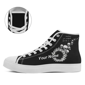 Gothic Sunflower Skull High-Top Sneakers, Macabre Art Inspirational Quote FN024-25009068