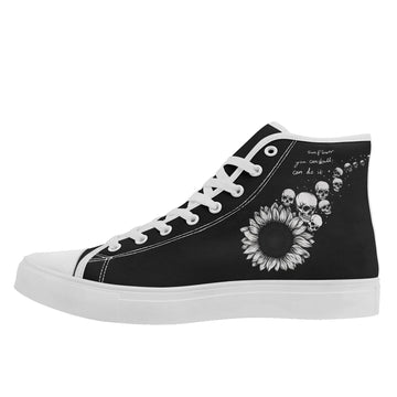 Gothic Sunflower Skull High-Top Sneakers, Macabre Art Inspirational Quote FN024-25009068