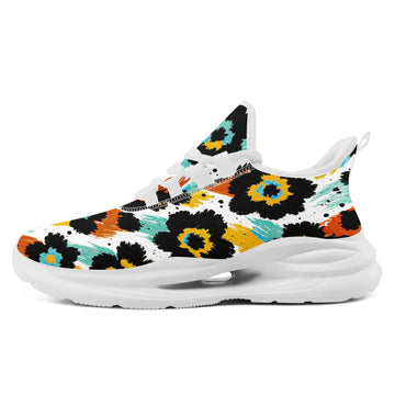 Abstract Leopard Print Athletic Sneakers, Colorful Artistic Brushstroke Fashion Trainers FN079-25027157